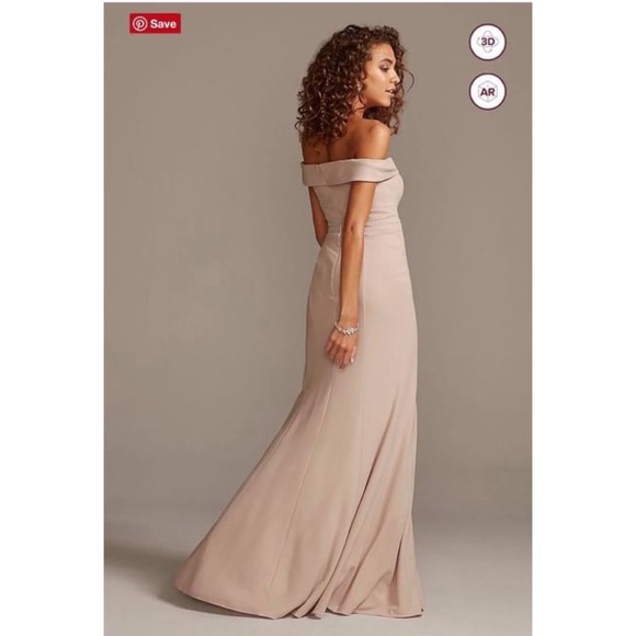 Stretch Crepe Off-the-Shoulder Bridesmaids Dress - Picture 2 of 5